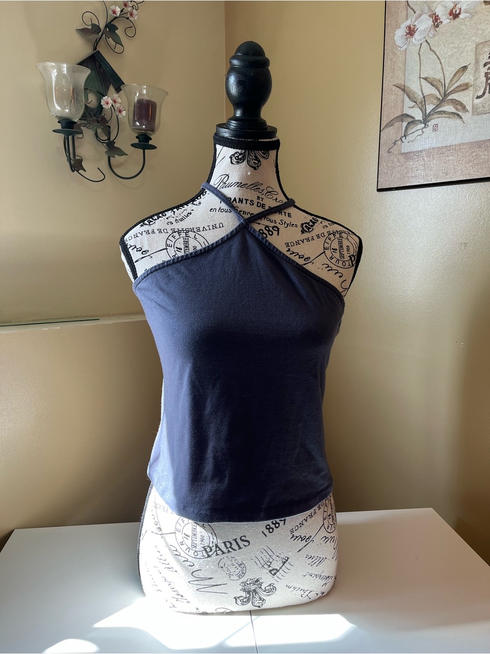Bluenotes Navy One-Shoulder Crop Top